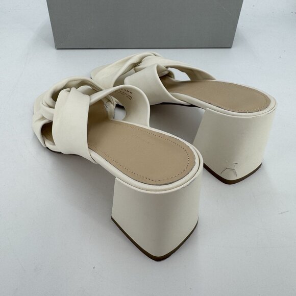 Everlane The Day Twist Heel Sandals sz 9 Parchment Slip-on Leather Block Heel - Picture 7 of 9